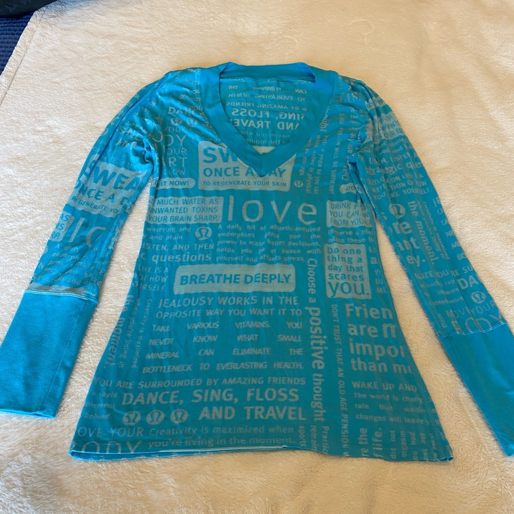 Lululemon v-neck long sleeve mantra t-shirt